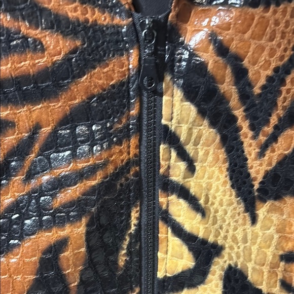 Selene Sport Vintage Tiger Print Jacket Blazer Black and Gold - Picture 3 of 12